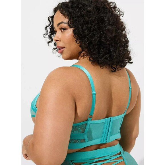 NWT Torrid Retro Ribbon Cutout Longline Bra in Baltic Blue 4X / 26 Plus - Picture 5 of 5